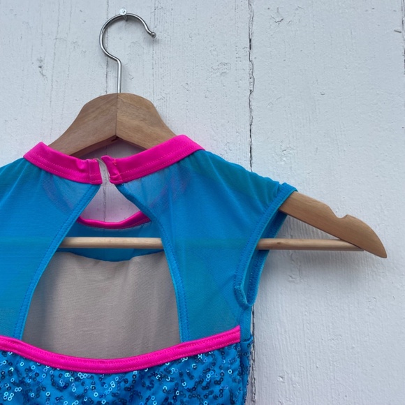 Handmade Toddler Dance Dress | Size Small | Blue & Pink | Lined - Picture 6 of 9